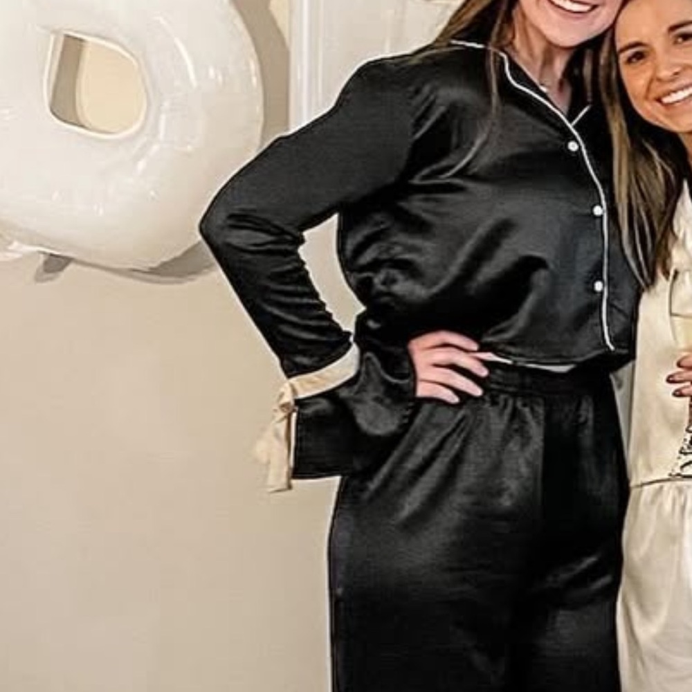 Nasty Gal Black Satin pajamas